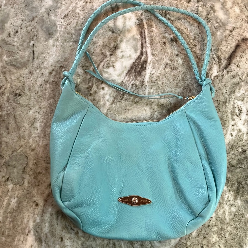 Elliott Lucca Light Blue Leather Shoulder Bag - Picture 2 of 6